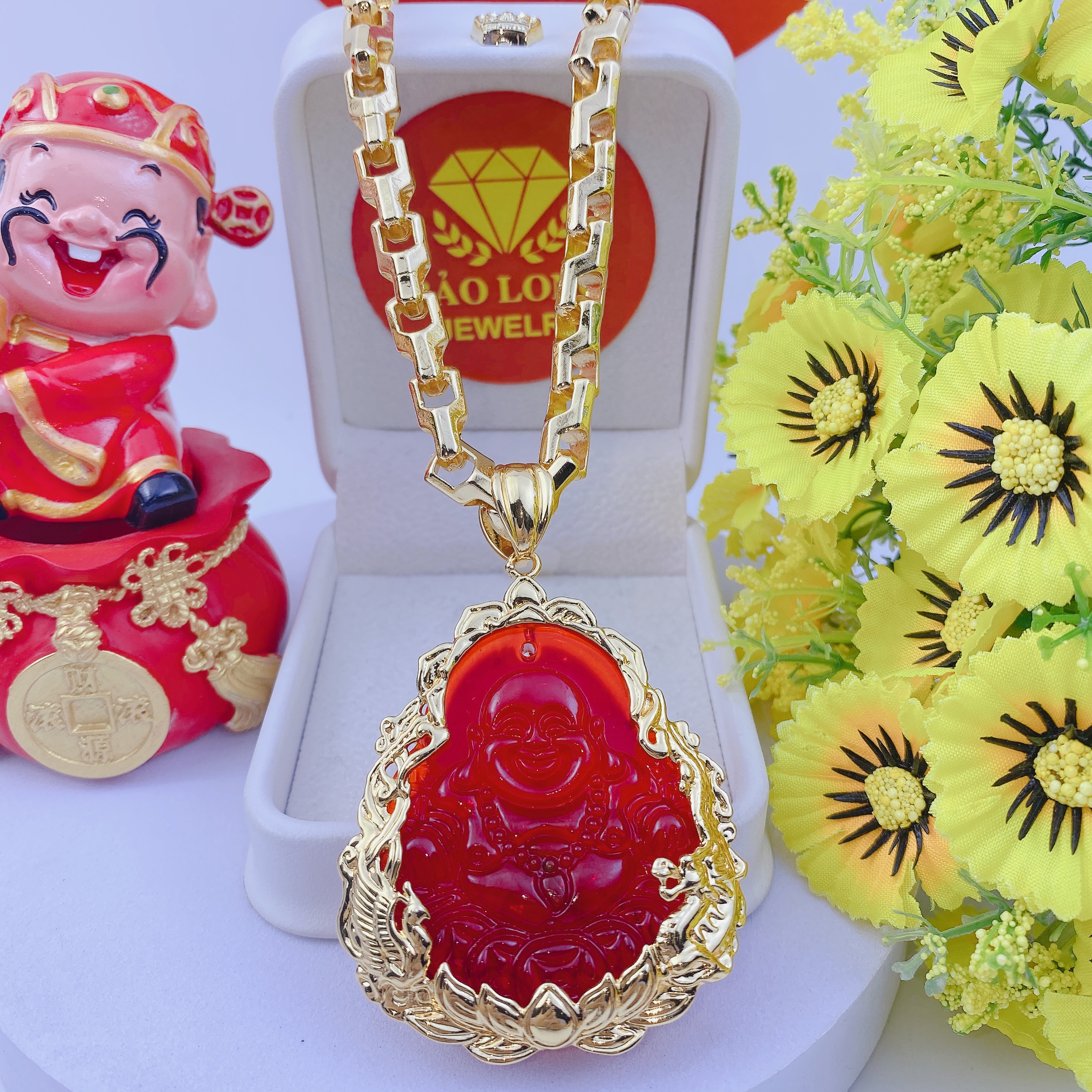 Dây chuyền nam bộ di lạc đá đỏ dây công 2 Bộ Di Lạc đá đỏ Dây Công (1)