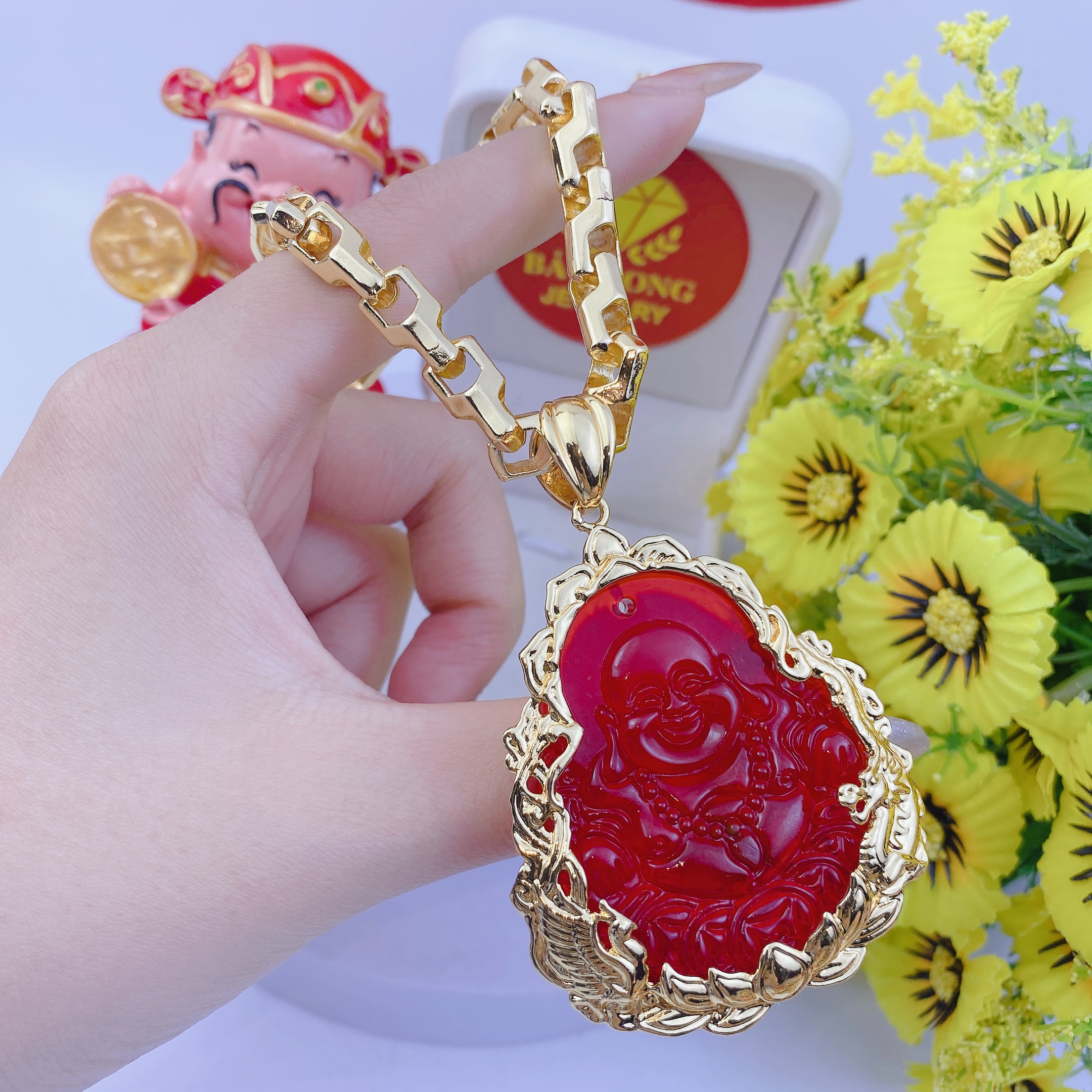 Dây chuyền nam bộ di lạc đá đỏ dây công 1 Bộ Di Lạc đá đỏ Dây Công (2)