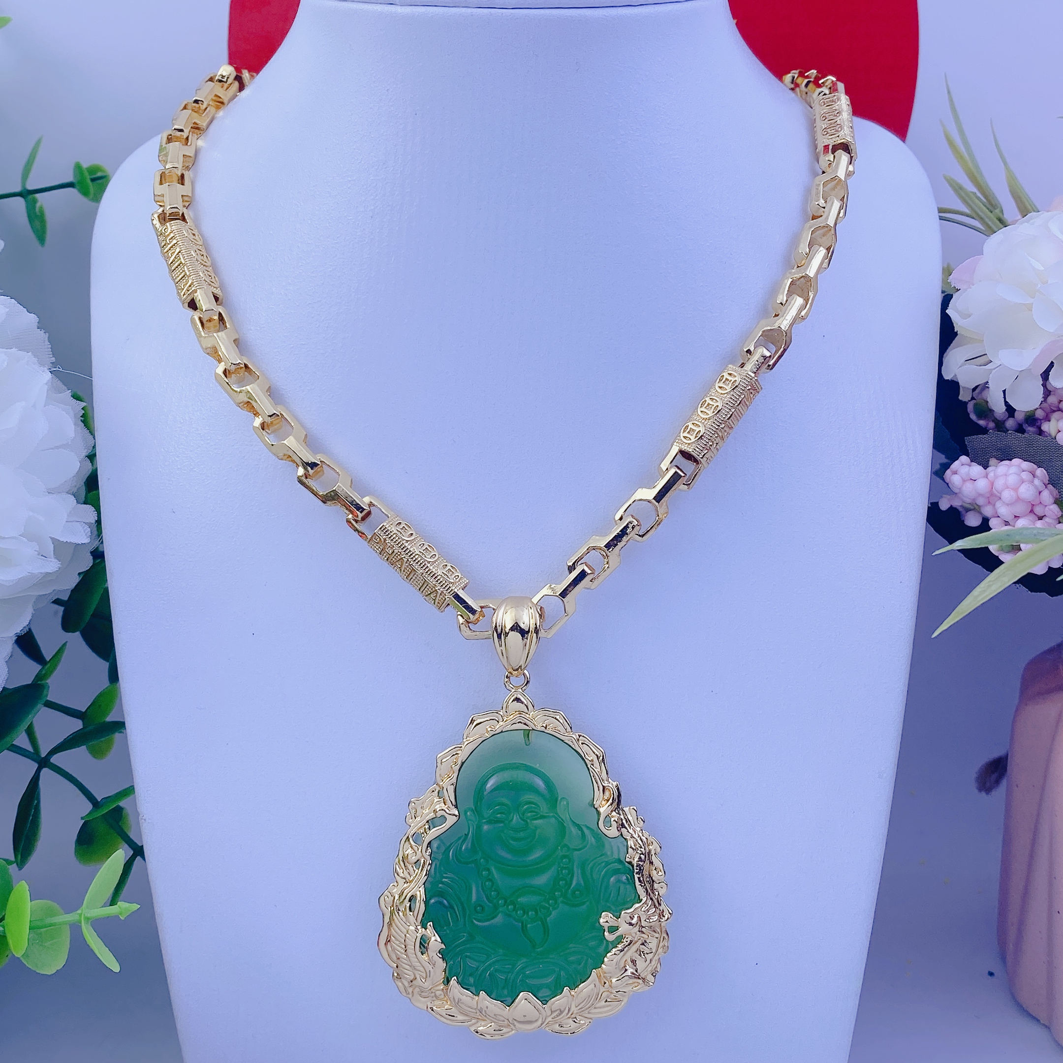 Dây chuyền nam bộ di lặc xanh dây kim tiền 6 Bộ Di Lặc Xanh Dây Kim Tiền (1)