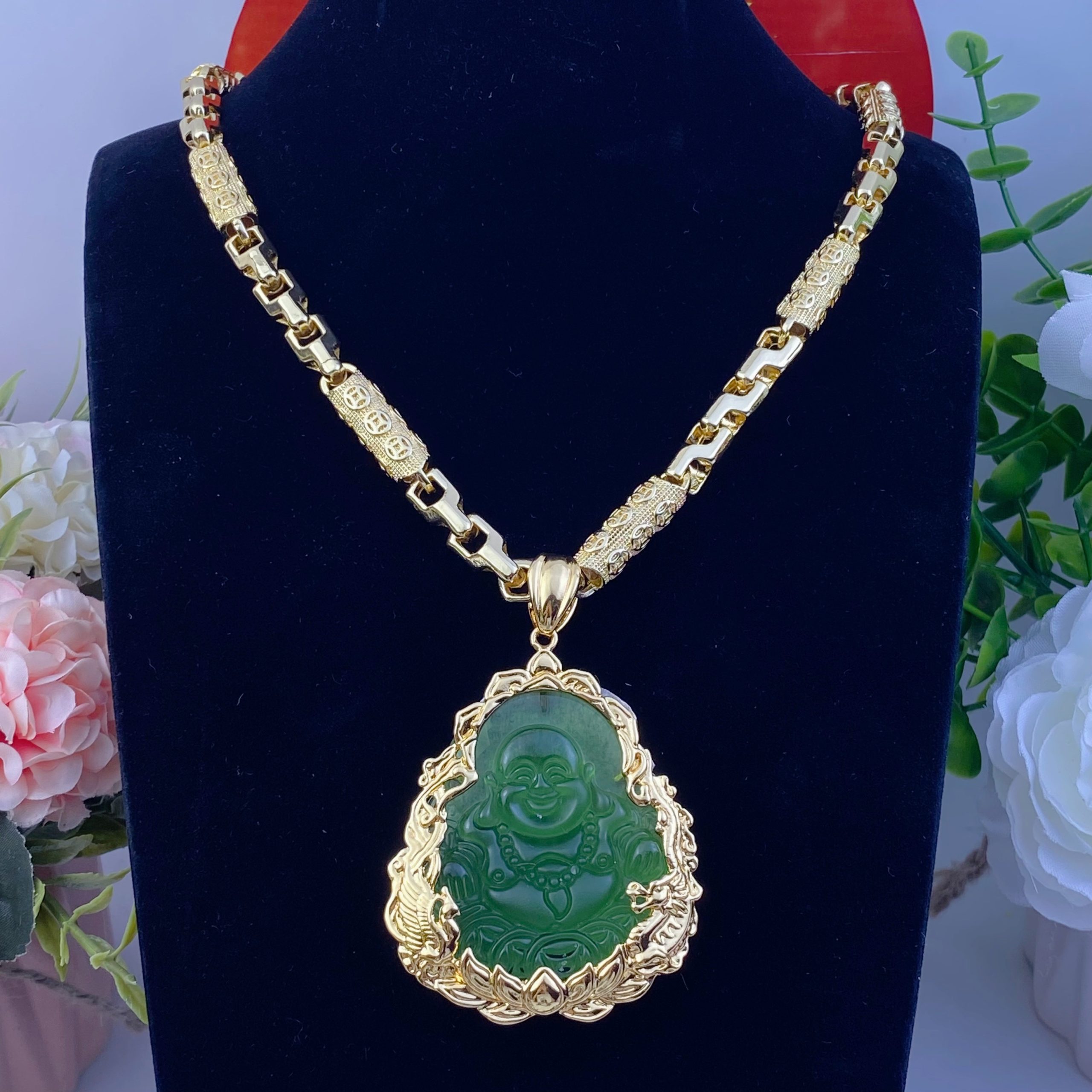 Dây chuyền nam bộ di lặc xanh dây kim tiền 1 Bộ Di Lặc Xanh Dây Kim Tiền (5)