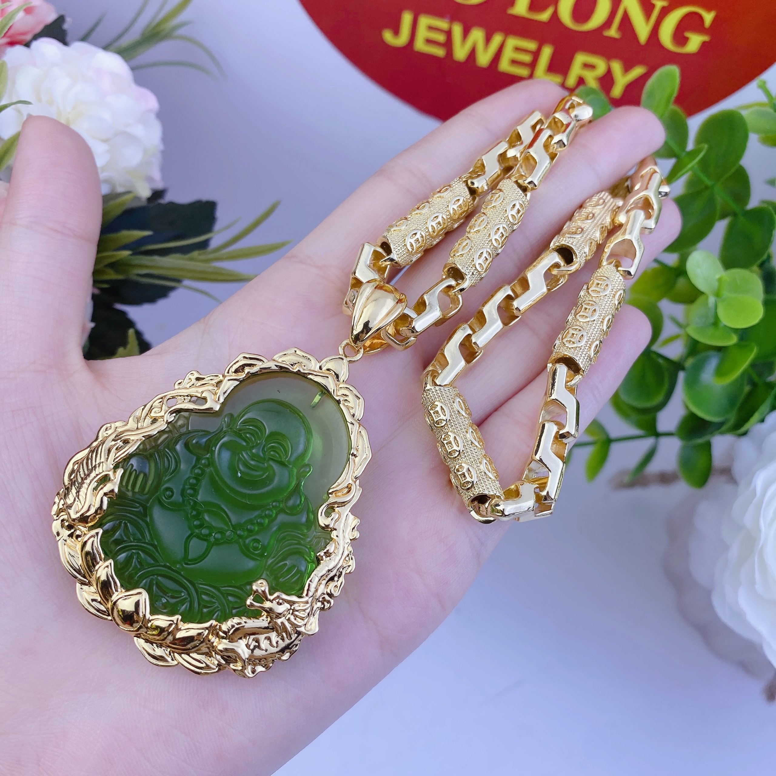 Dây chuyền nam bộ di lặc xanh dây kim tiền 2 Bộ Di Lặc Xanh Dây Kim Tiền (6)