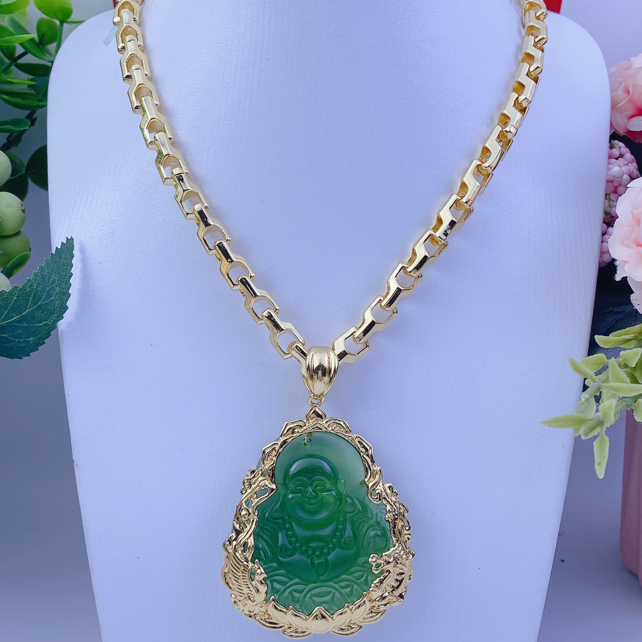 Dây chuyền nam bộ di lạc xanh lá dây công 2 Bộ Di Lạc Xanh Lá Dây Công (2)