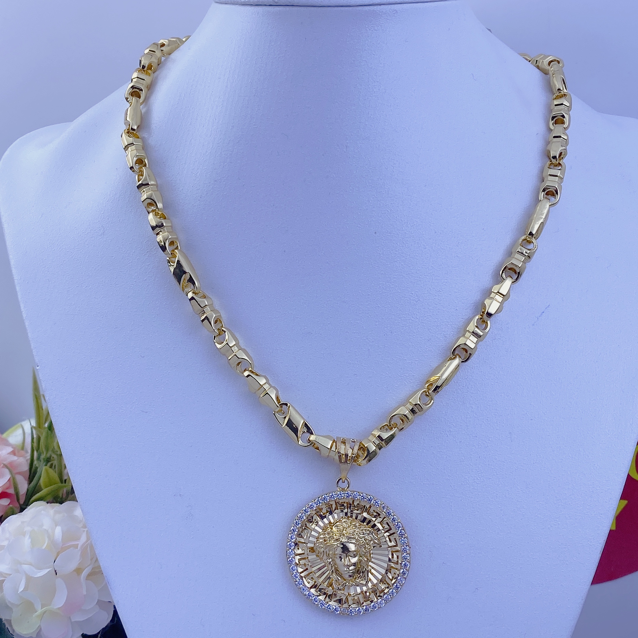 Dây chuyền nam bộ mặt VS tròn dây ống tròn khoá tròn 5 Bộ Mặt Vs Tròn Dây ống Tròn Khoá Tròn (1)