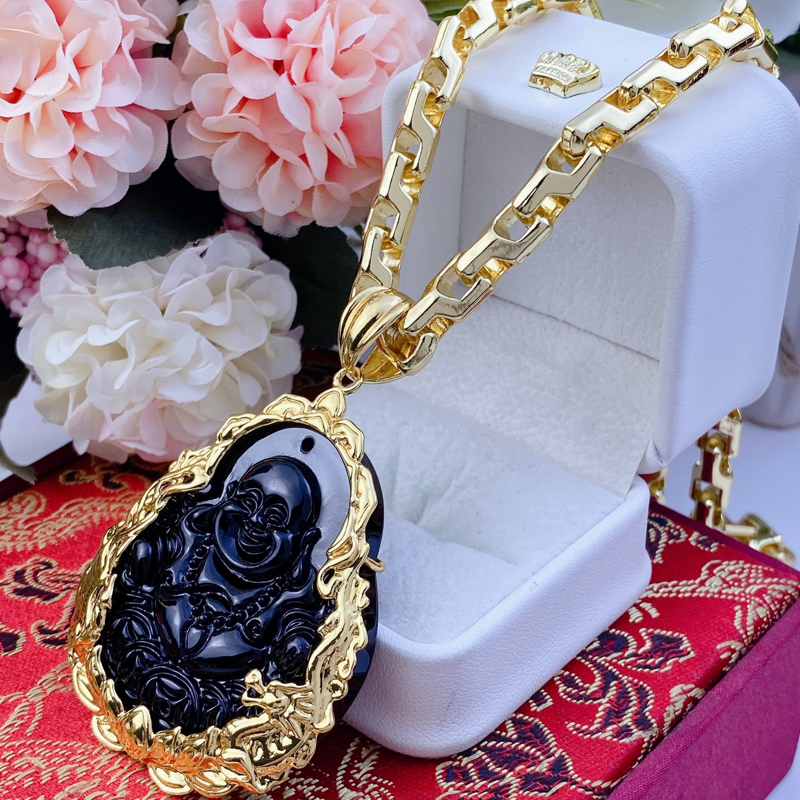 Dây chuyền nam bộ mặt di lạc đen dây công 4 Bộ Mặt Di Lạc đen Dây Công (1)