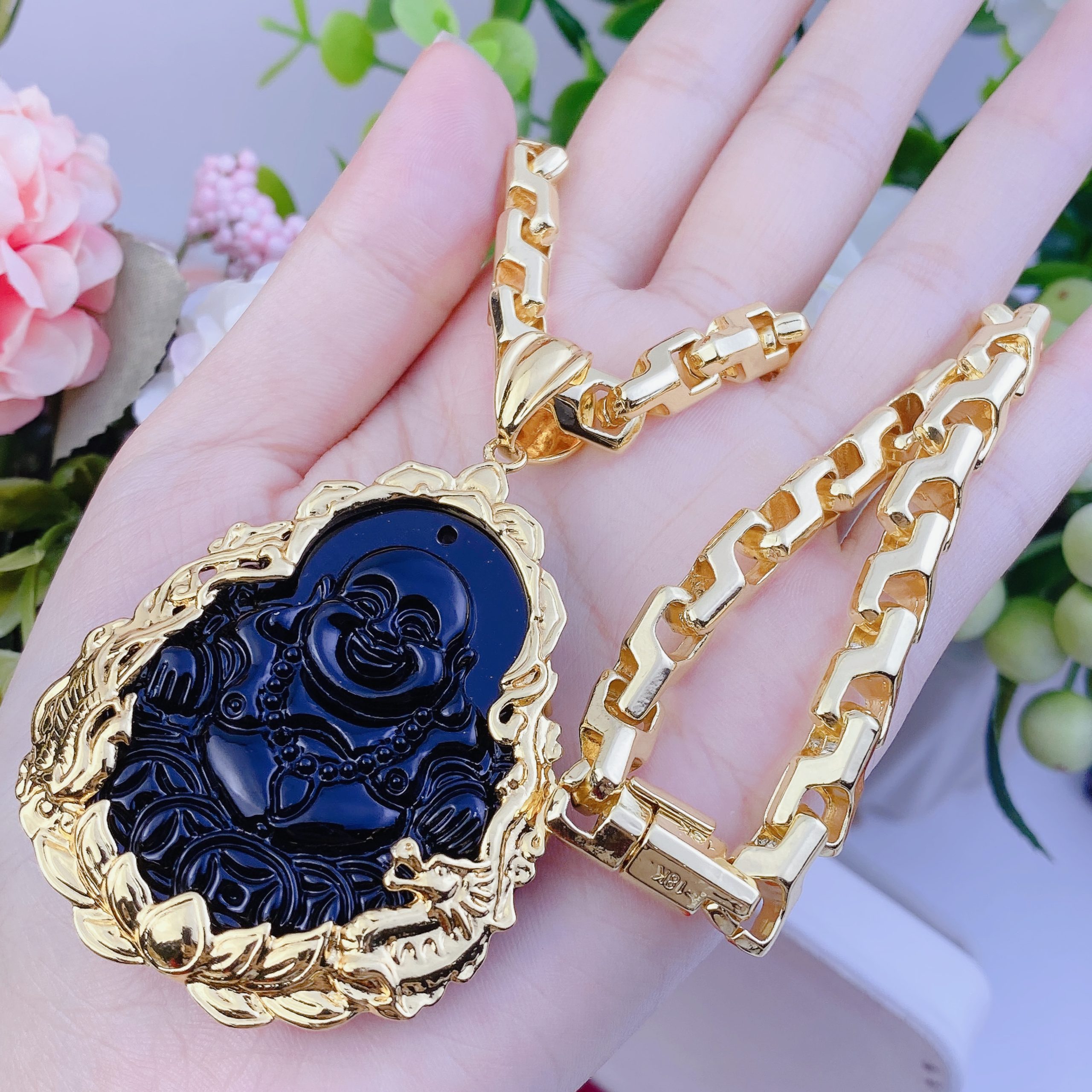 Dây chuyền nam bộ mặt di lạc đen dây công 3 Bộ Mặt Di Lạc đen Dây Công (2)