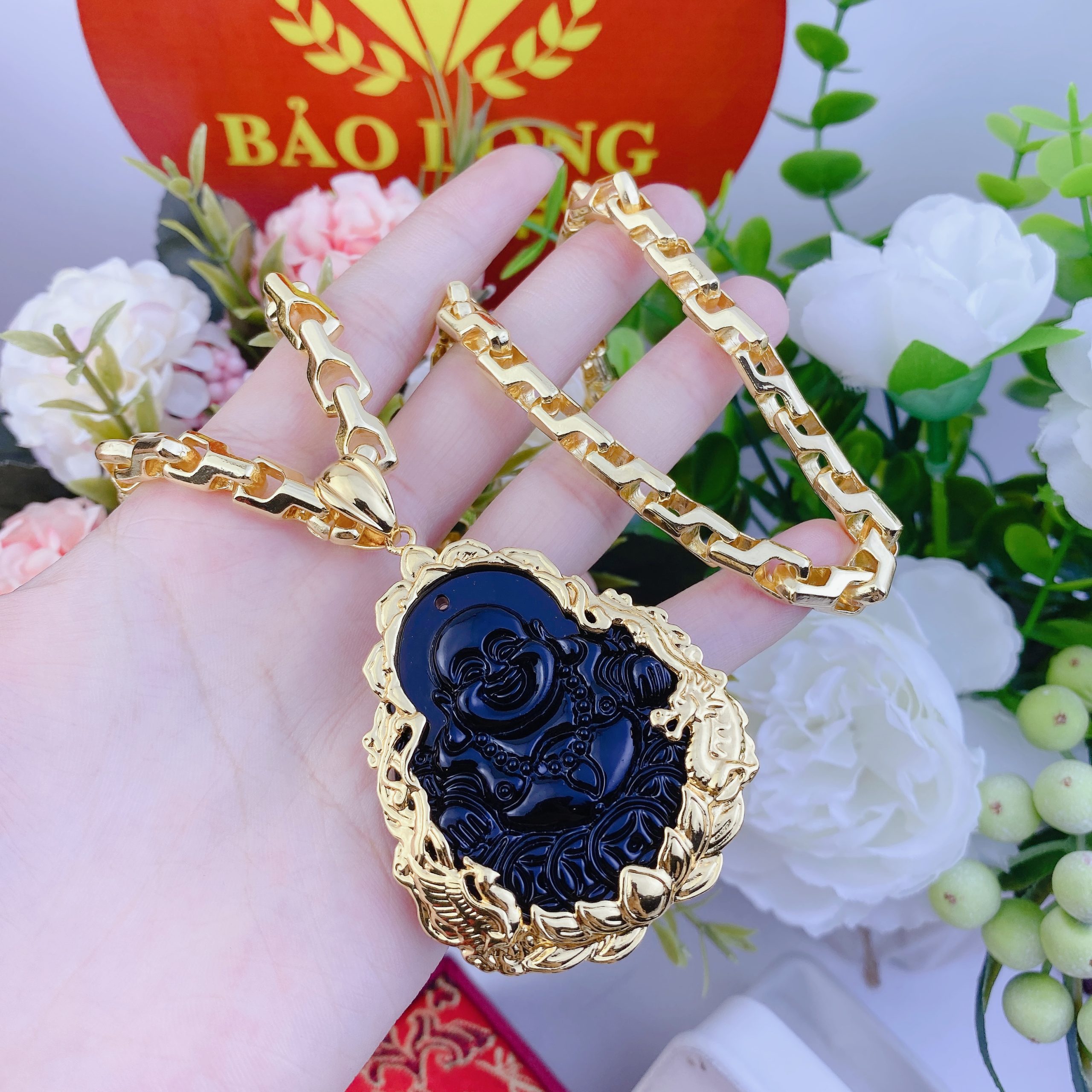 Dây chuyền nam bộ mặt di lạc đen dây công 2 Bộ Mặt Di Lạc đen Dây Công (3)