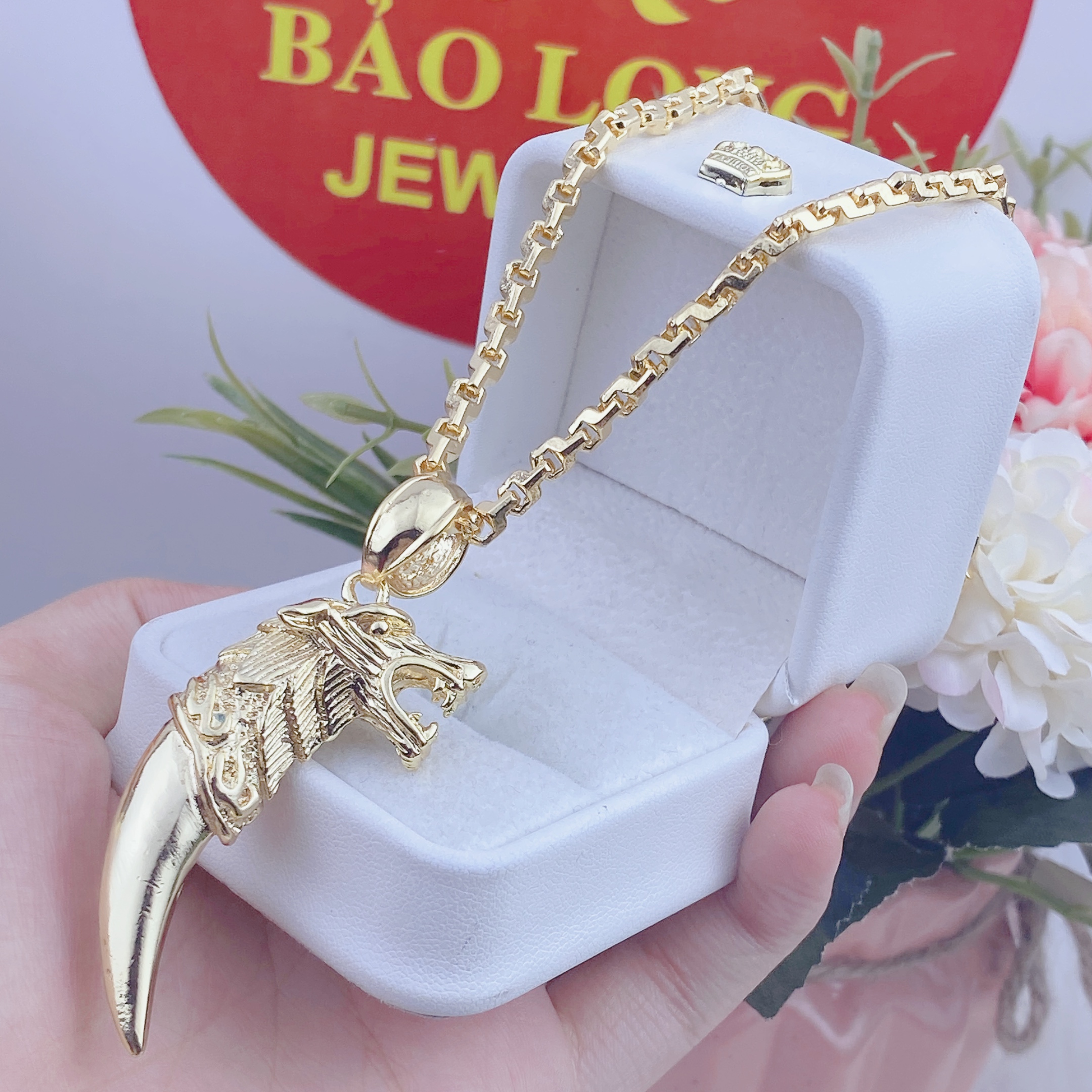 Dây chuyền nam bộ mặt nanh đúc liền dây công 5 chi 3 Bộ Mặt Nanh đúc Liền Dây Công 5 Chi (4)