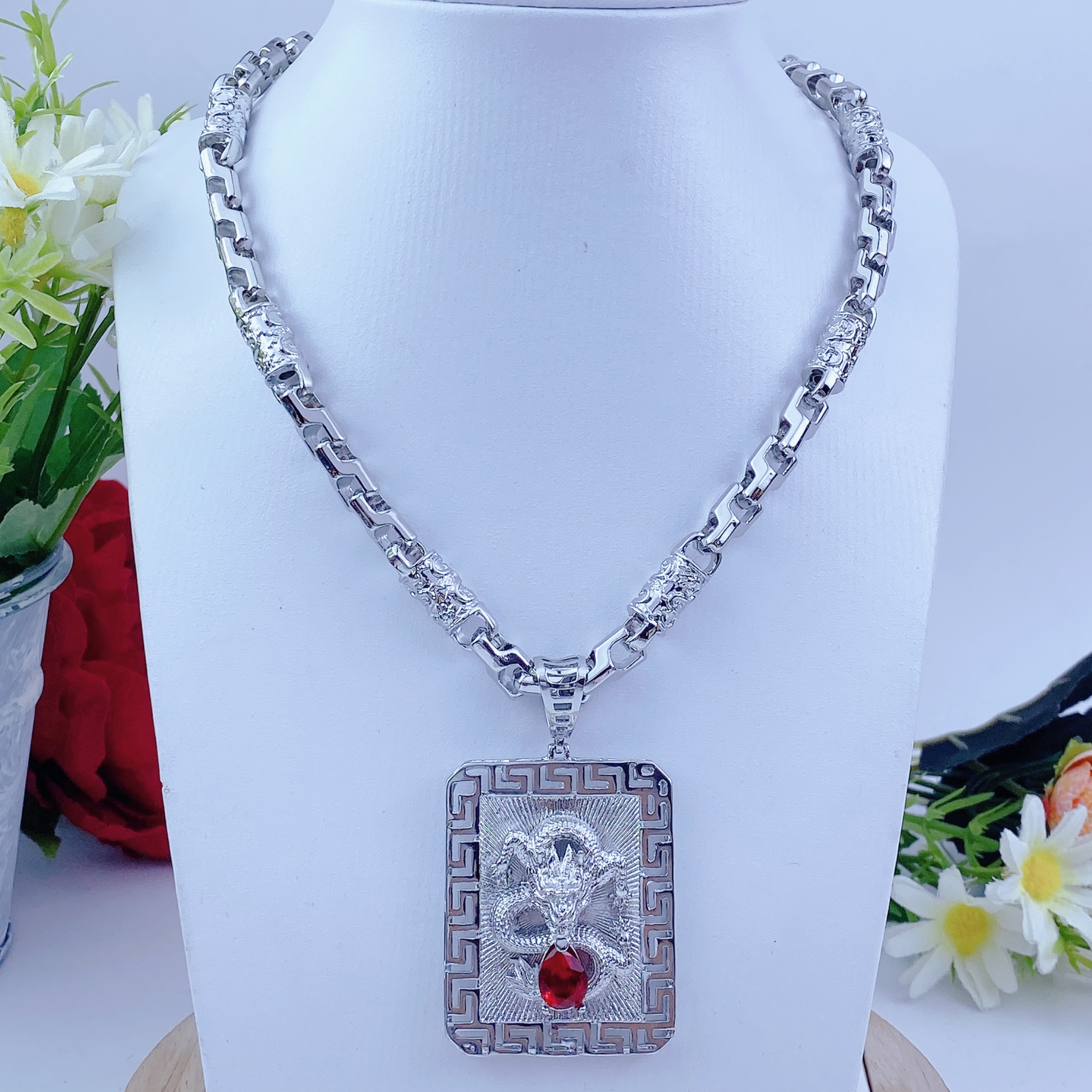 Dây chuyền nam bộ mặt rồng 06 + dây rồng 5 Bộ Mặt Rồng 06 + Dây Rồng (1)