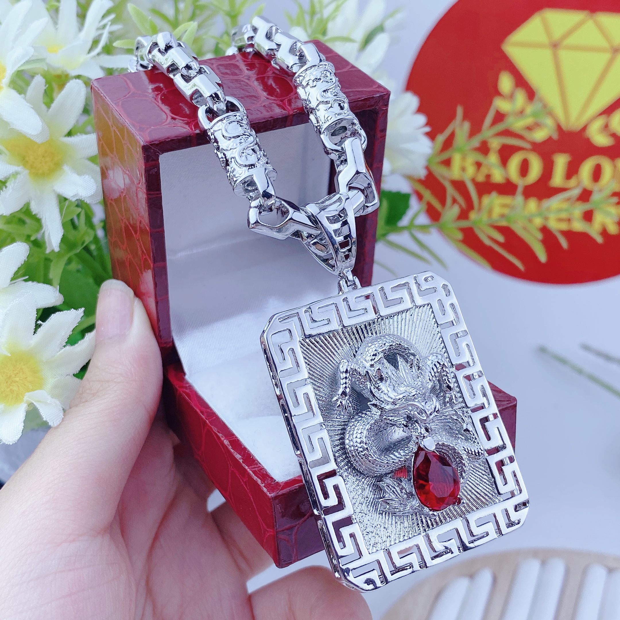 Dây chuyền nam bộ mặt rồng 06 + dây rồng 4 Bộ Mặt Rồng 06 + Dây Rồng (2)