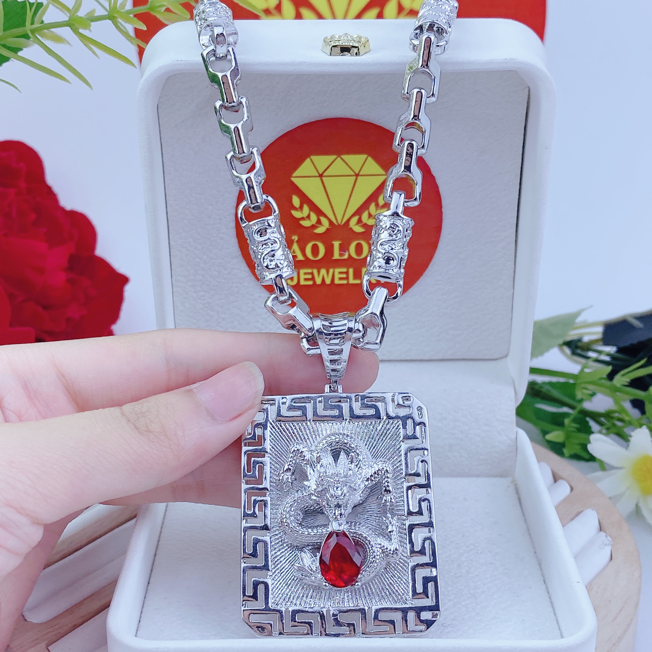 Dây chuyền nam bộ mặt rồng 06 + dây rồng 1 Bộ Mặt Rồng 06 + Dây Rồng (3)