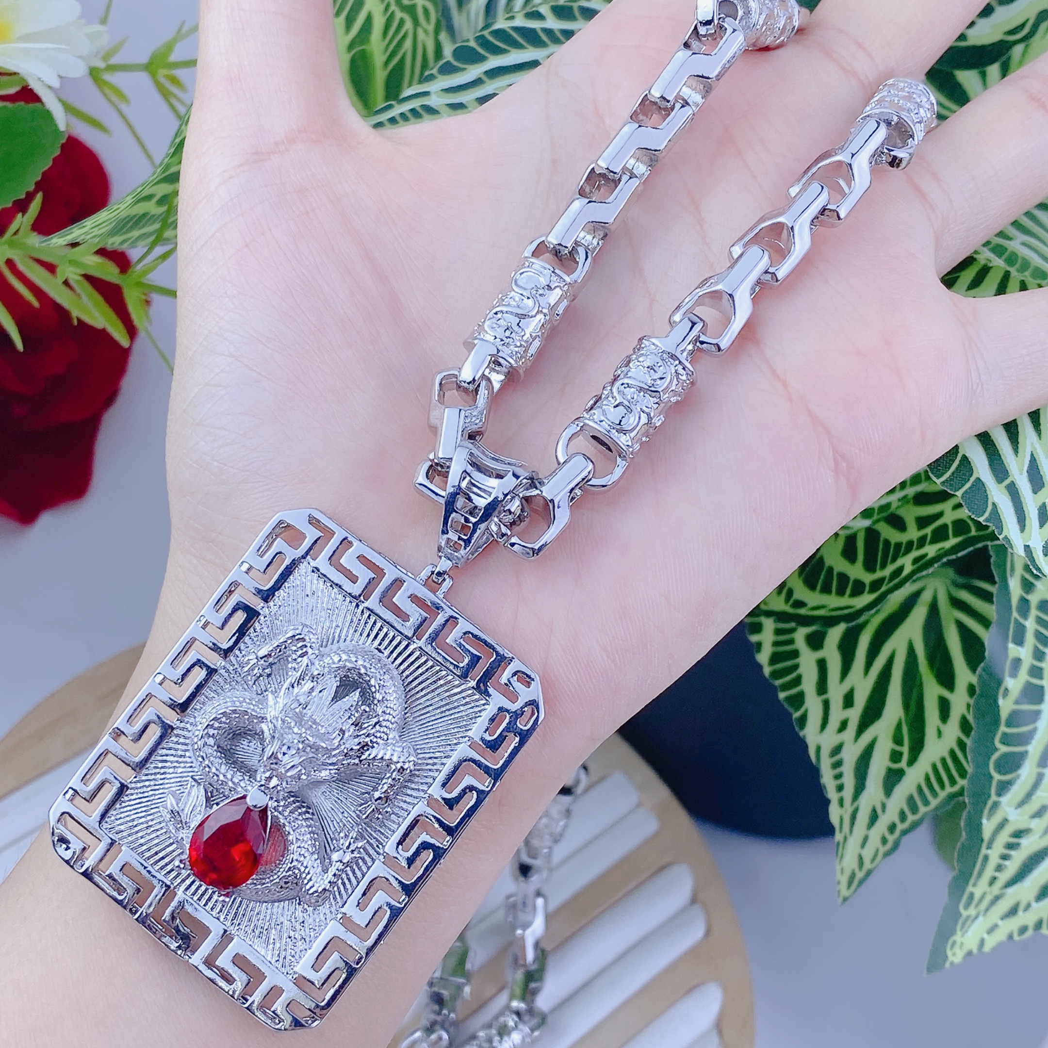 Dây chuyền nam bộ mặt rồng 06 + dây rồng 3 Bộ Mặt Rồng 06 + Dây Rồng (4)