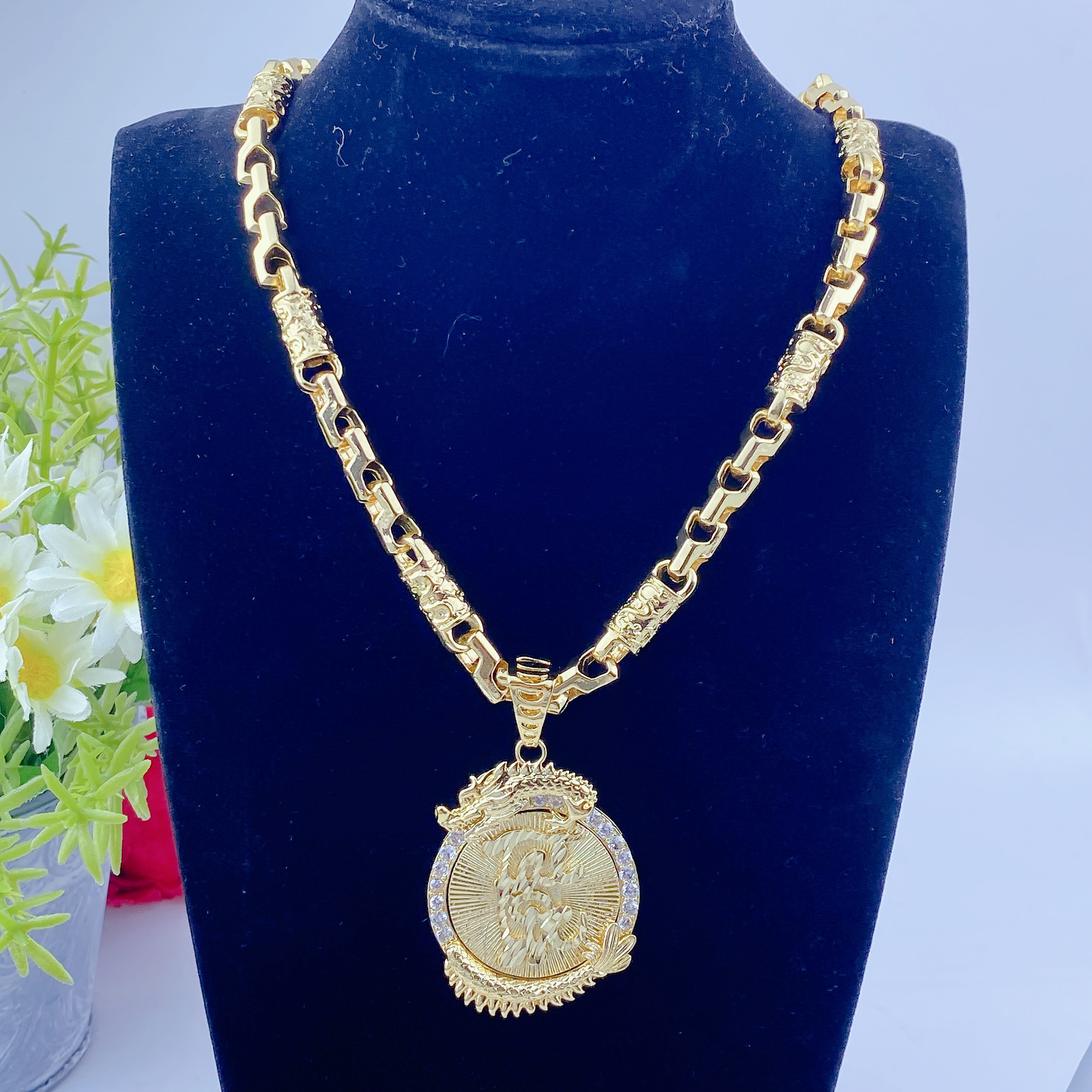 Dây chuyền nam bộ mặt rồng tài lộc + dây rồng 5 Bộ Mặt Rồng Tài Lộc + Dây Rồng (1)