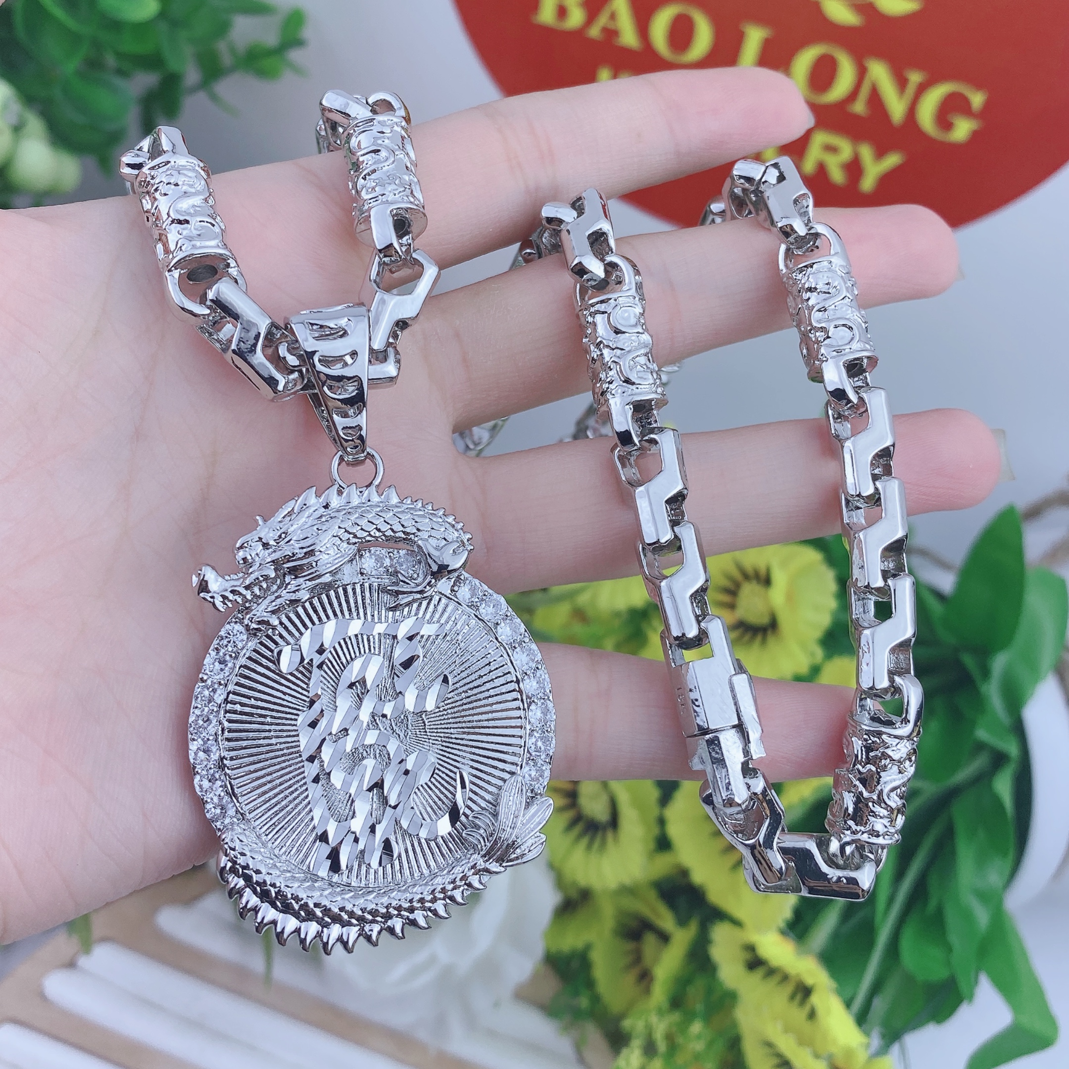 Dây chuyền nam bộ mặt rồng tài lộc dây rồng 3 Bộ Mặt Rồng Tài Lộc Dây Rồng (4)