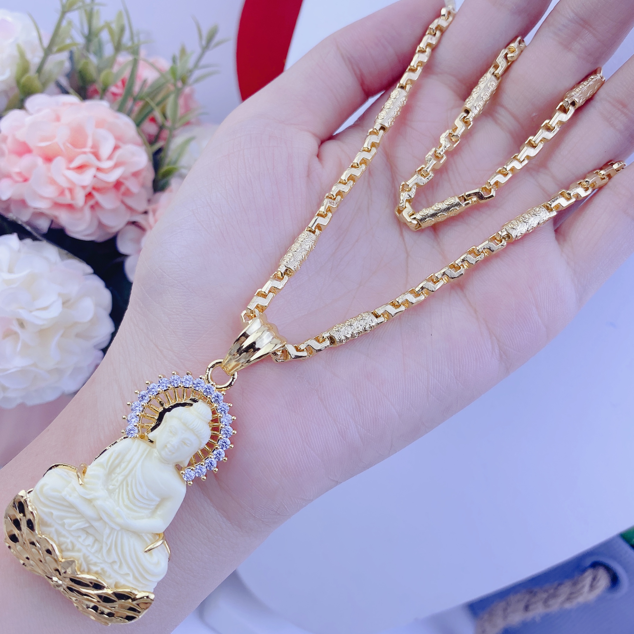 Dây chuyền nam bộ mặt thích ca dây kim tiền 5 chỉ 3 Bộ Mặt Thích Ca Dây Kim Tiền 5 Chi (2)