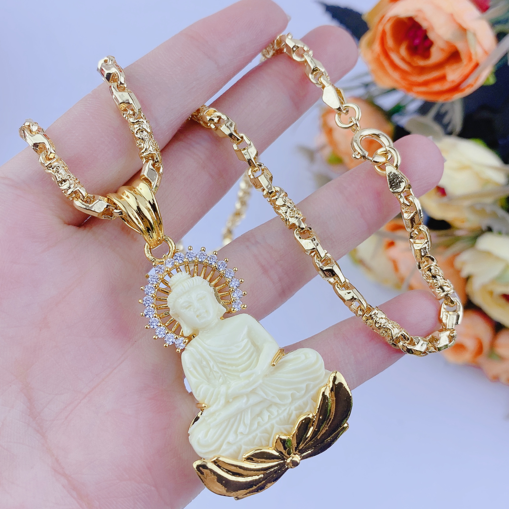 Dây chuyền nam bộ phật thích ca + Dây rồng 5 chỉ 5 Bộ Phật Thích Ca + Dây Rồng 5 Chỉ (1)