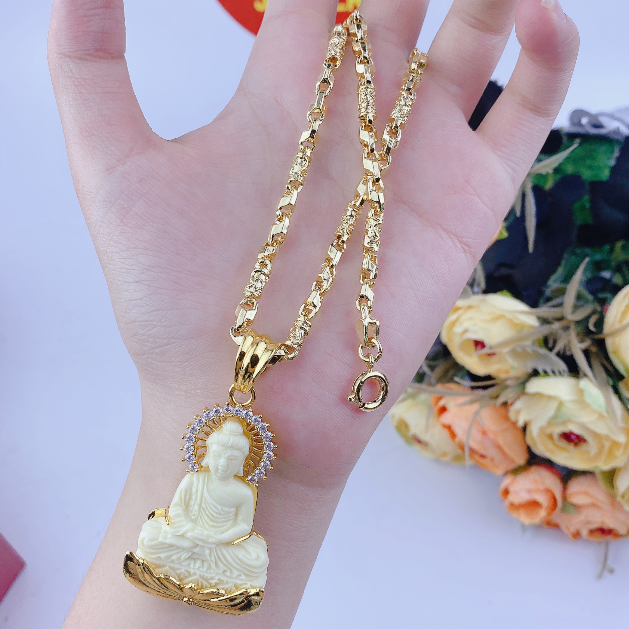 Dây chuyền nam bộ phật thích ca + Dây rồng 5 chỉ 4 Bộ Phật Thích Ca + Dây Rồng 5 Chỉ (2)