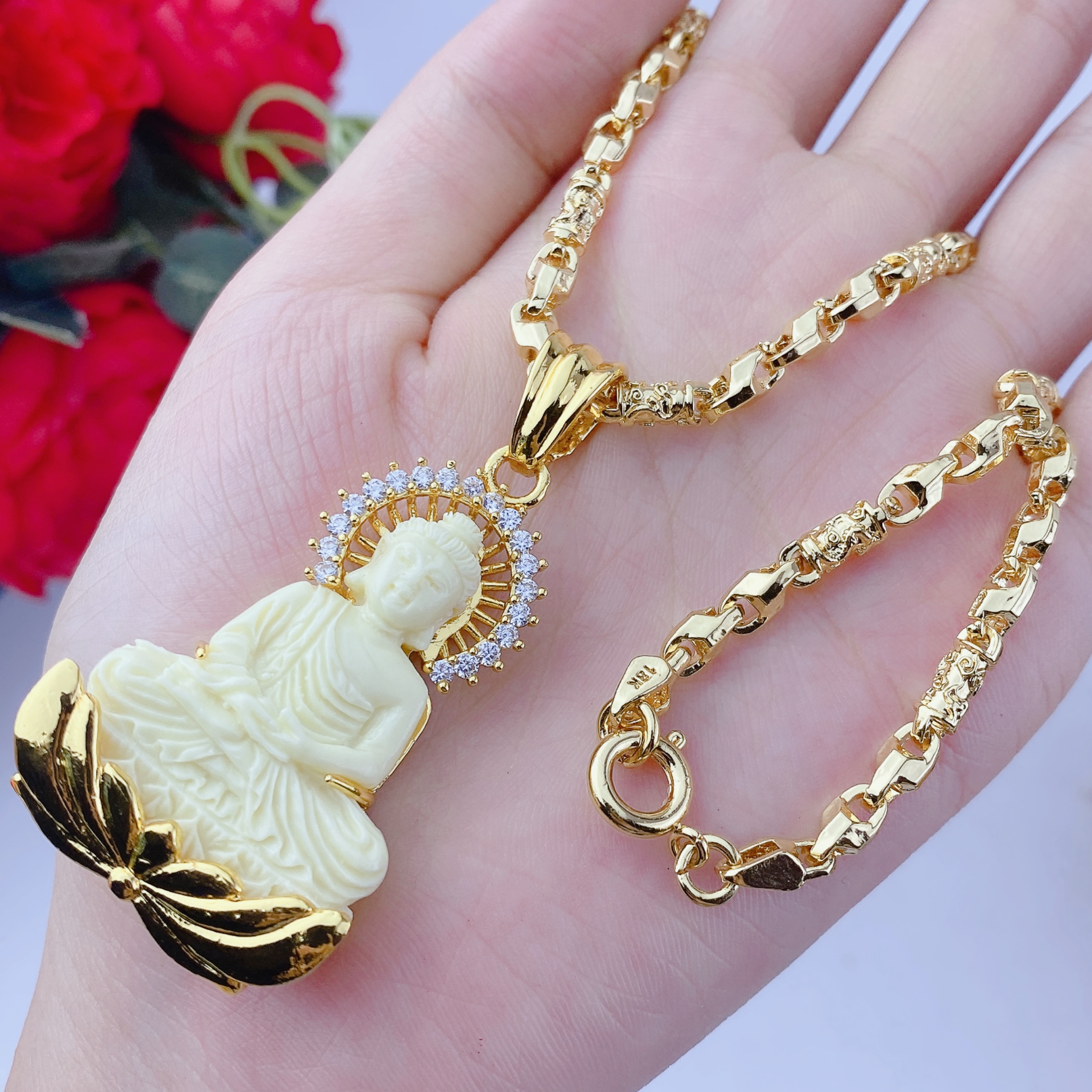 Dây chuyền nam bộ phật thích ca + Dây rồng 5 chỉ 1 Bộ Phật Thích Ca + Dây Rồng 5 Chỉ (3)