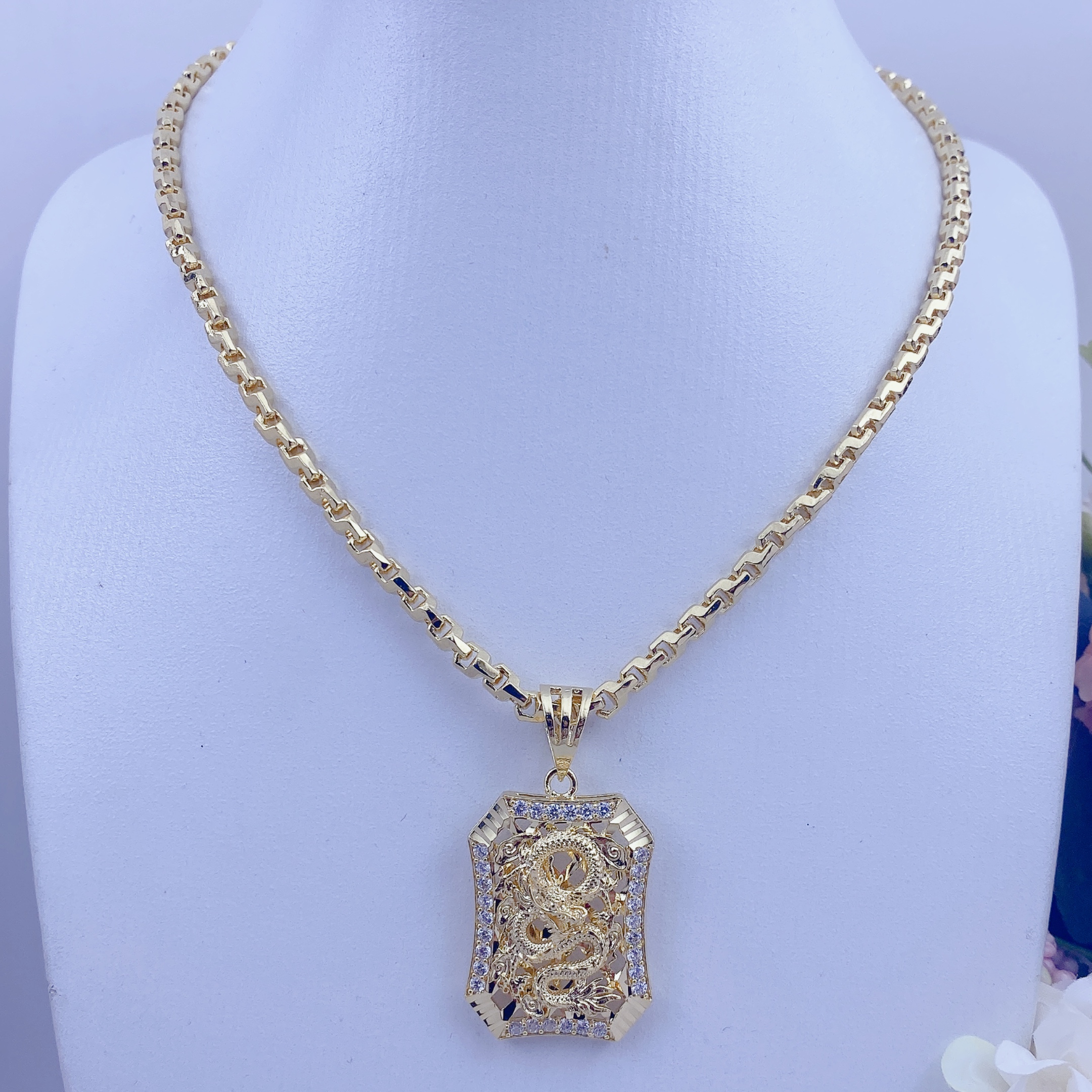 Dây chuyền nam bộ rồng nhỏ vuông 68 3 Bộ Rồng Nhỏ Vuông 68 (3)