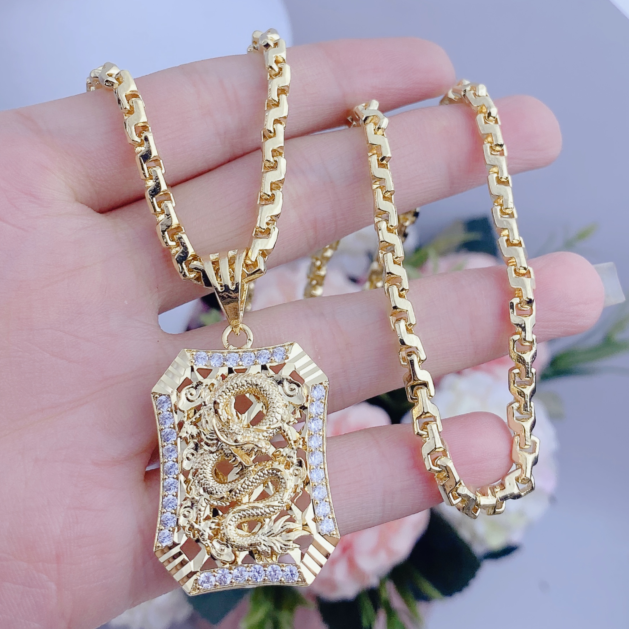 Dây chuyền nam bộ rồng nhỏ vuông 68 1 Bộ Rồng Nhỏ Vuông 68 (4)