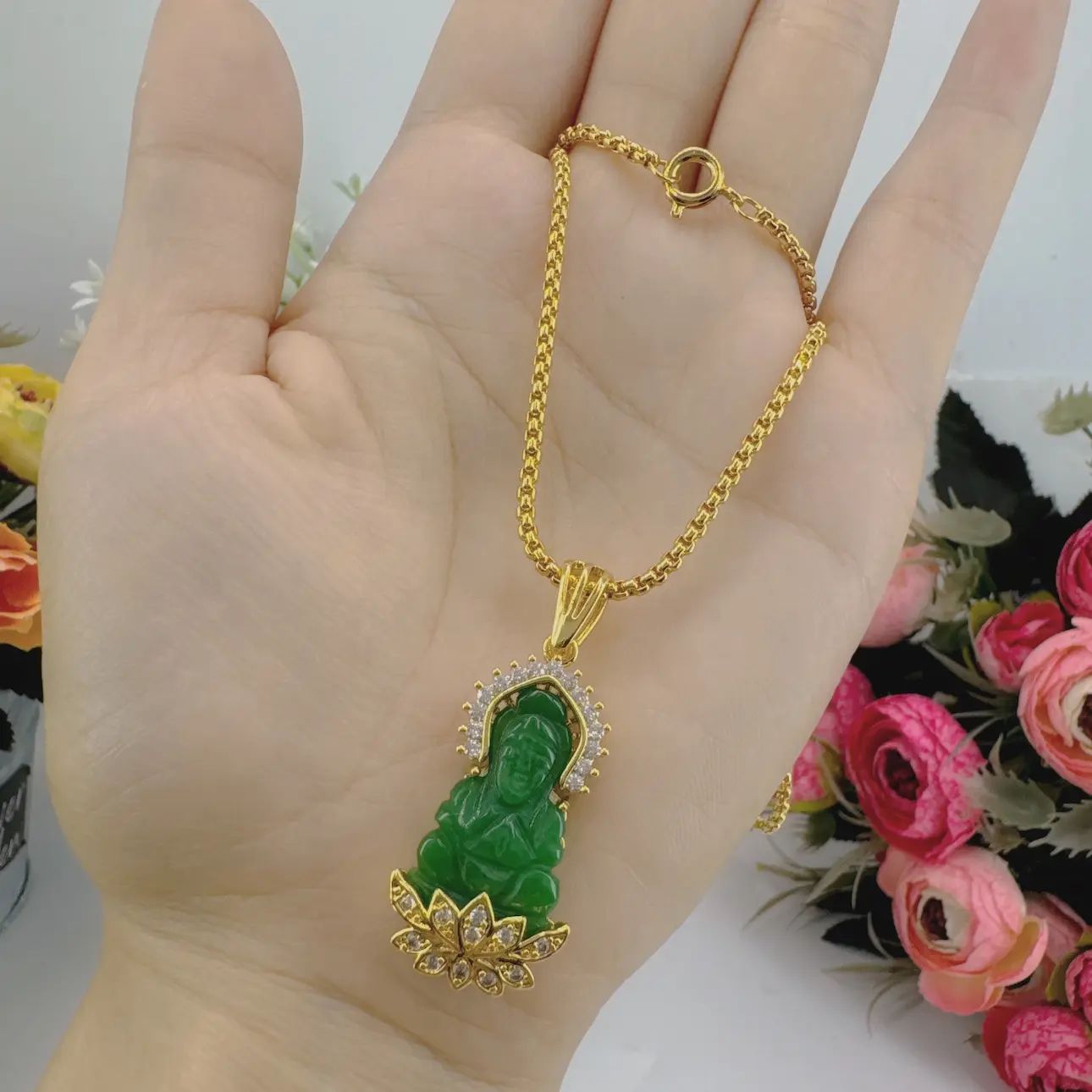 Dây chuyền nữ chữ công 2 chỉ - mặt phật cẩm thạch 4 DÂy ChuyỀn NỮ ChỮ CÔng 2 ChỈ+mẶt PhẬt CẨm ThẠch (3)