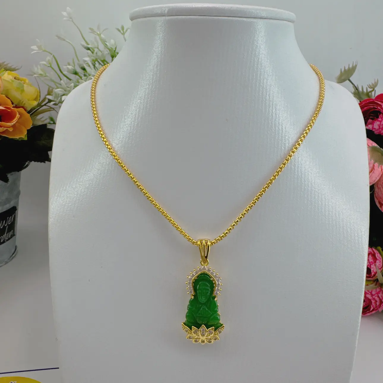 DÂy ChuyỀn NỮ ChỮ CÔng 2 ChỈ+mẶt PhẬt CẨm ThẠch (4)