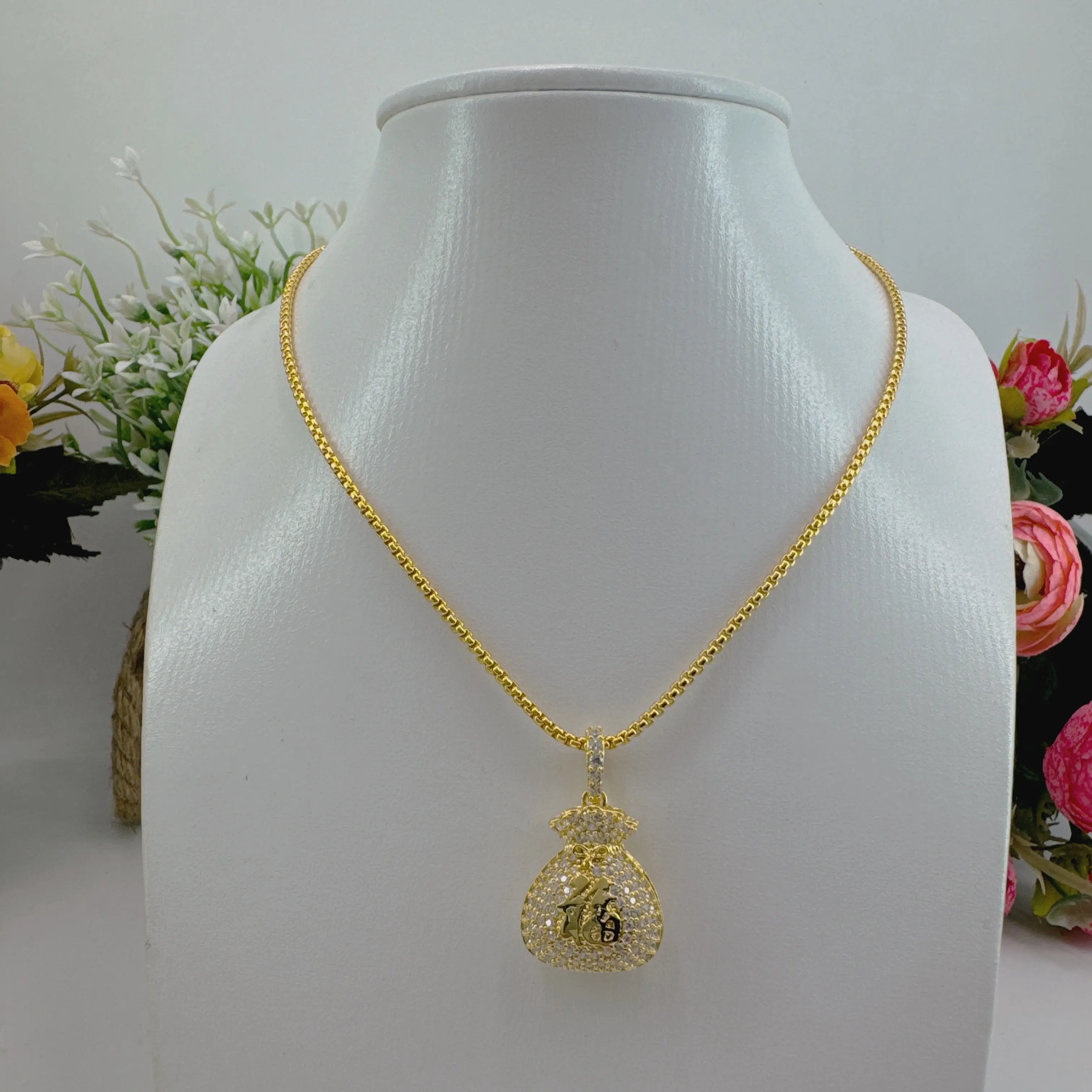 DÂy ChuyỀn NỮ ChỮ CÔng 2 ChỈ+mẶt TÚi TiỀn ChỮ PhƯỚc (1)