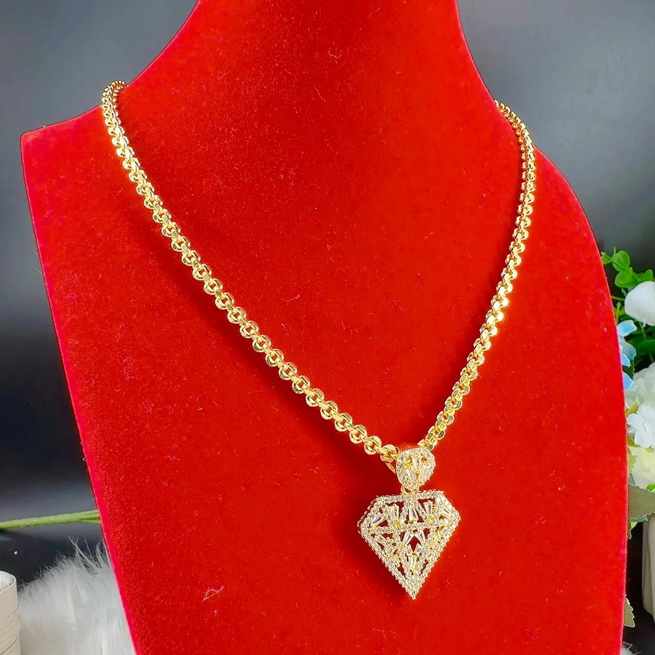 DÂy ChuyỀn NỮ ChỮ CÔng HÀn QuỐc+mẶt Kim CƯƠng (1)