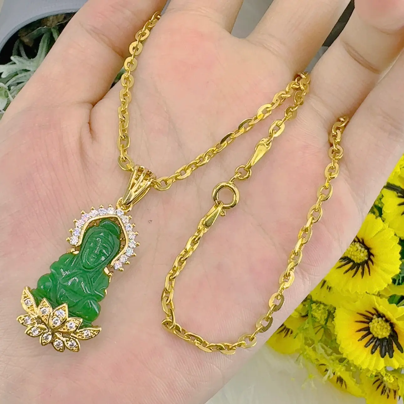 Dây chuyền nữ hội 2 chỉ - mặt phật cẩm thạch bền màu 3 DÂy ChuyỀn NỮ HỘi 2 ChỈ+mẶt PhẬt CẨm ThẠch BỀn MÀu (1)