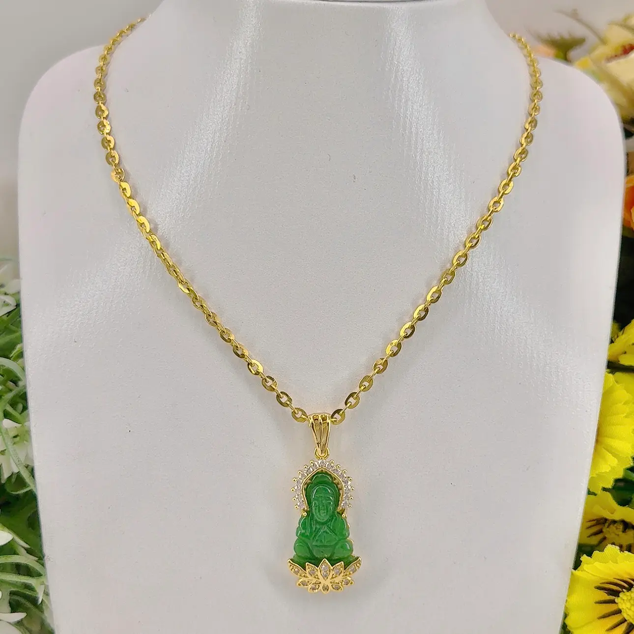 DÂy ChuyỀn NỮ HỘi 2 ChỈ+mẶt PhẬt CẨm ThẠch BỀn MÀu (2)