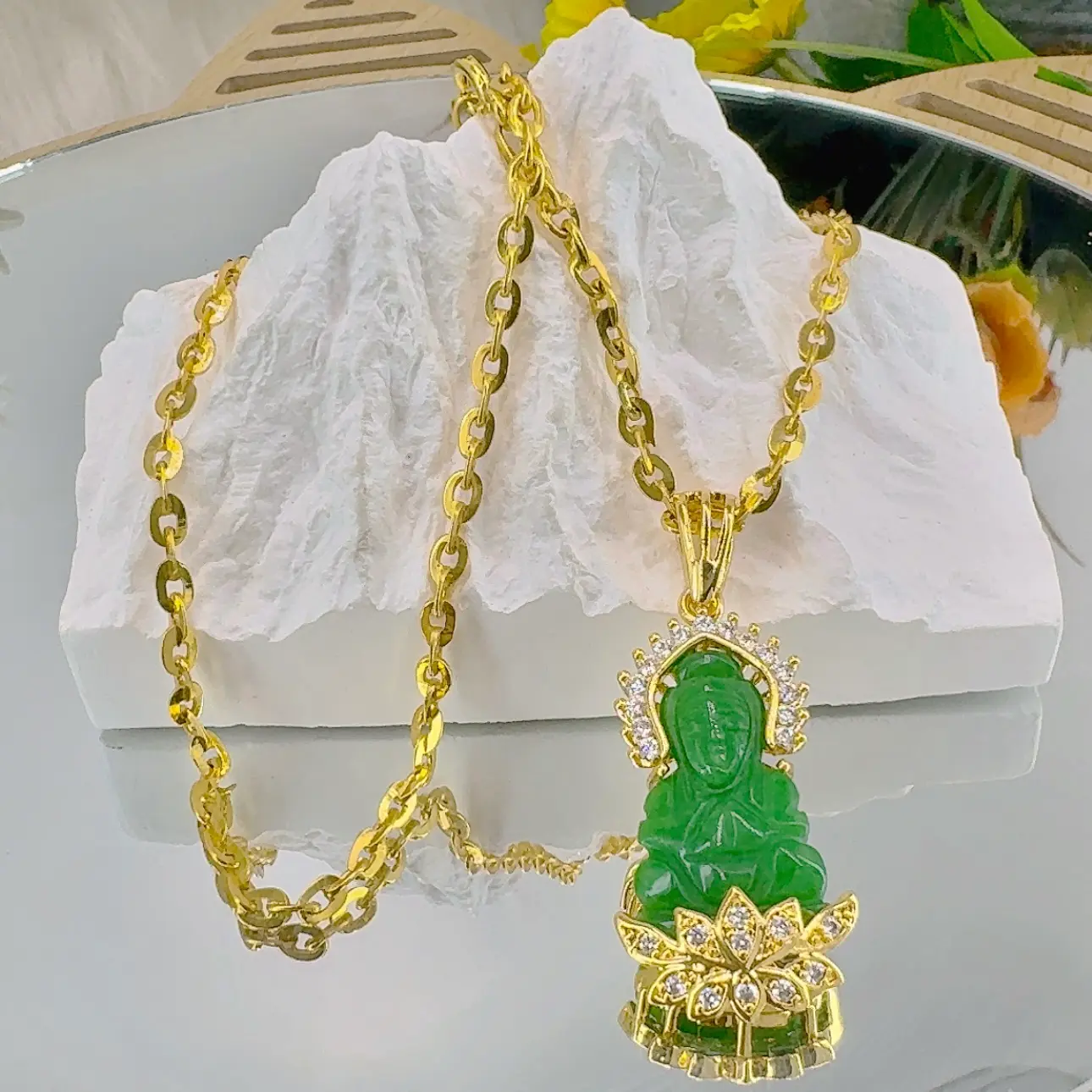 Dây chuyền nữ hội 2 chỉ - mặt phật cẩm thạch bền màu 2 DÂy ChuyỀn NỮ HỘi 2 ChỈ+mẶt PhẬt CẨm ThẠch BỀn MÀu (3)