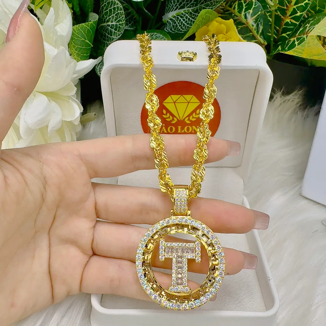 DÂy ChuyỀn NỮ XoẮn VÀng 5 ChỈ+mẶt ChỮ T (5)