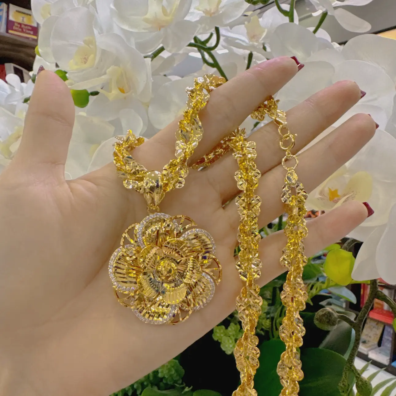 DÂy XoẮn VÀng 1 LƯỢng KÈm MẶt Hoa Mai (3)