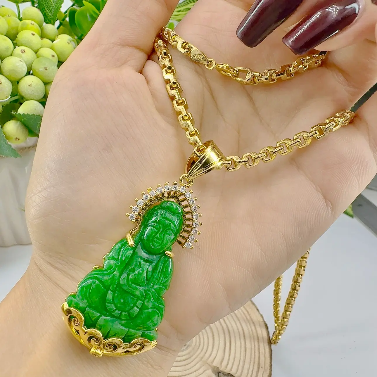 Dây chuyền chữ công 5 chỉ - mặt phật cẩm thạch 3 Dây Chuyền Chữ Công 5 Chỉ - Mặt Phật Cẩm Thạch (5)