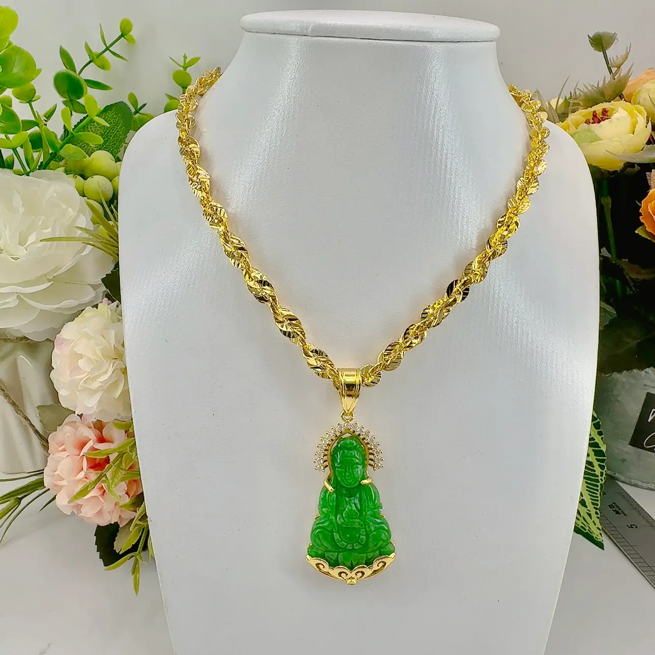 Dây Chuyền Chữ Công 5 Chỉ - Mặt Phật Cẩm Thạch