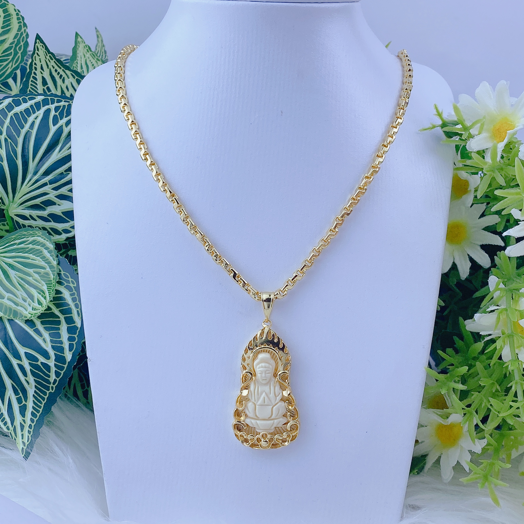 Dây chuyền nam bộ mặt mẹ quan âm ngà voi + dây công 5 chỉ 5 Img_2567