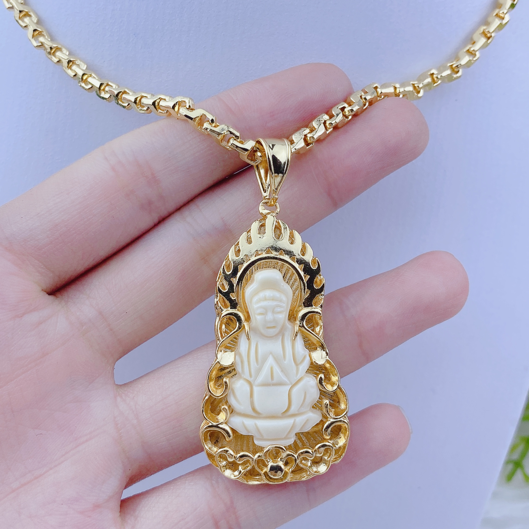 Dây chuyền nam bộ mặt mẹ quan âm ngà voi + dây công 5 chỉ 2 Img_2570