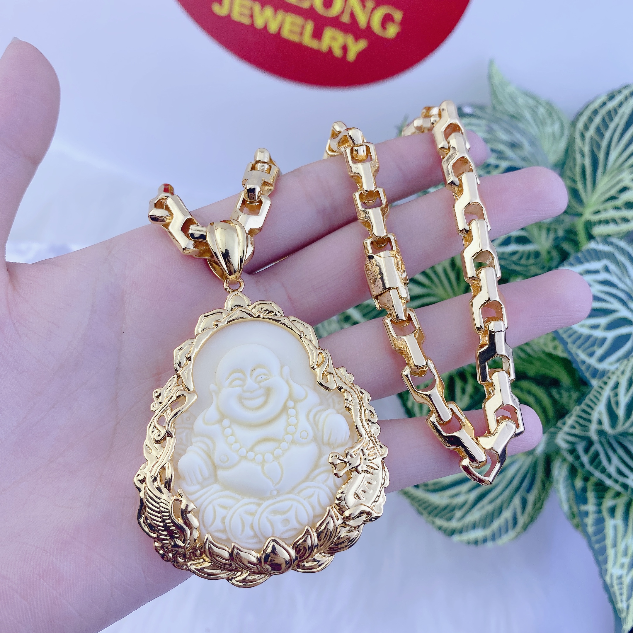 Dây chuyền nam bộ mặt di lạc trắng dây công 1 Img_8687