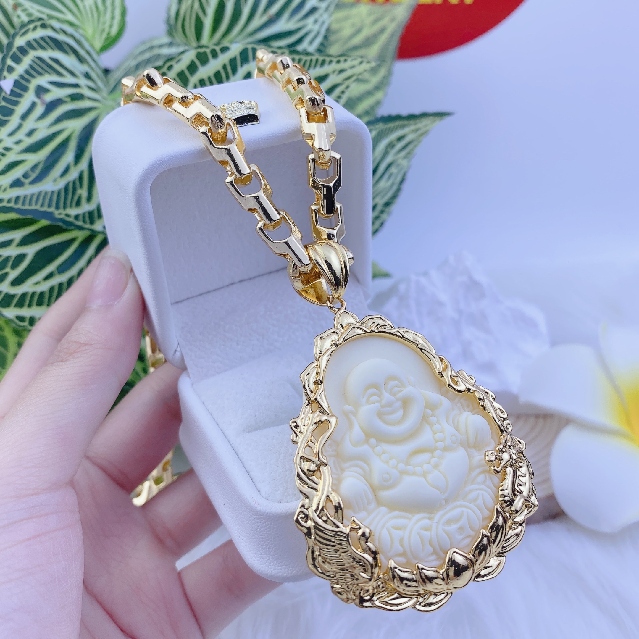 Dây chuyền nam bộ mặt di lạc trắng dây công 2 Img_8690