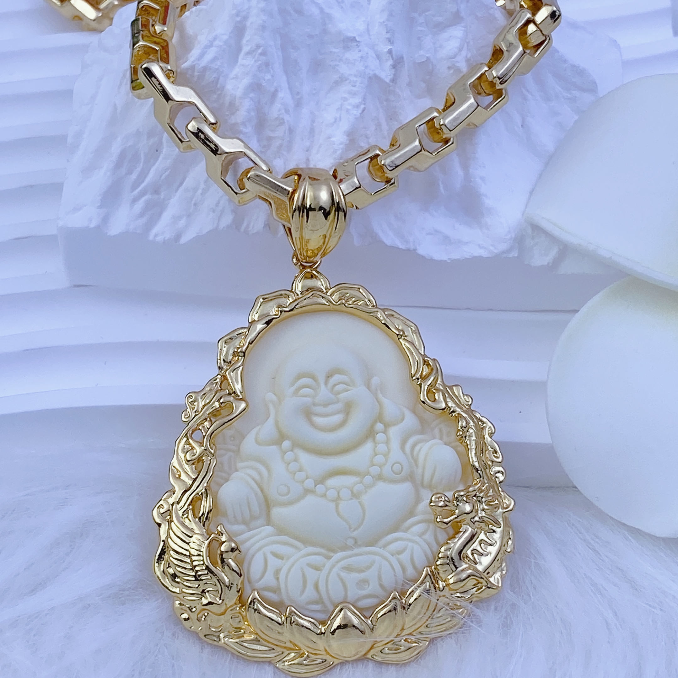 Dây chuyền nam bộ mặt di lạc trắng dây công 5 Img_8691