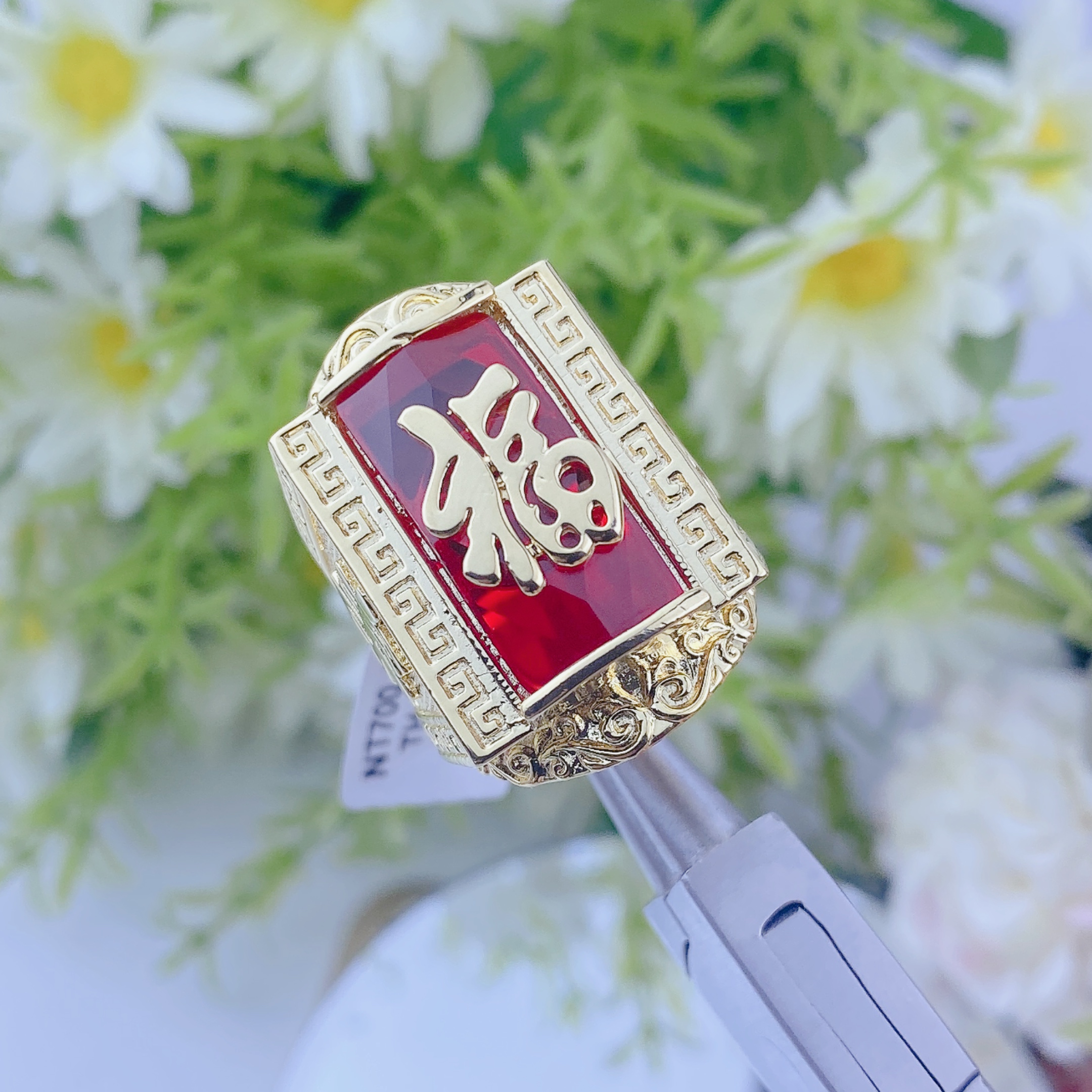 Nhẫn chữ phúc đá đỏ 1 Nhẫn Chữ Phúc đá đỏ (1)