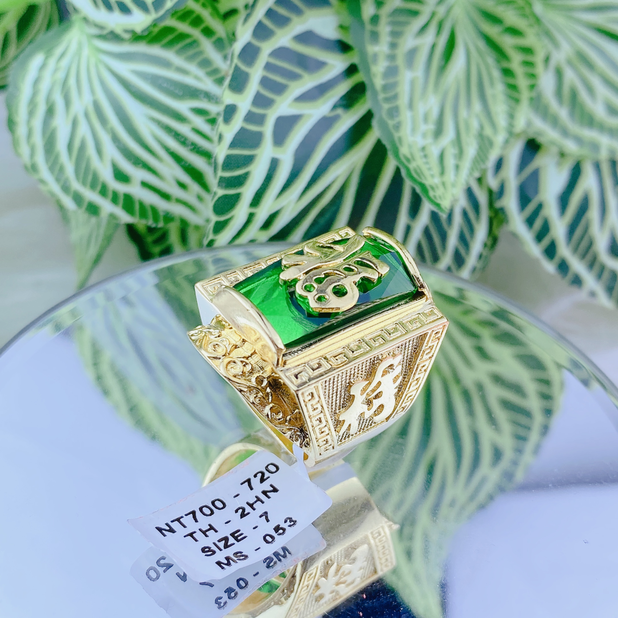 Nhẫn chữ phúc đá xanh 3 Nhẫn Chữ Phúc đá Xanh (4)