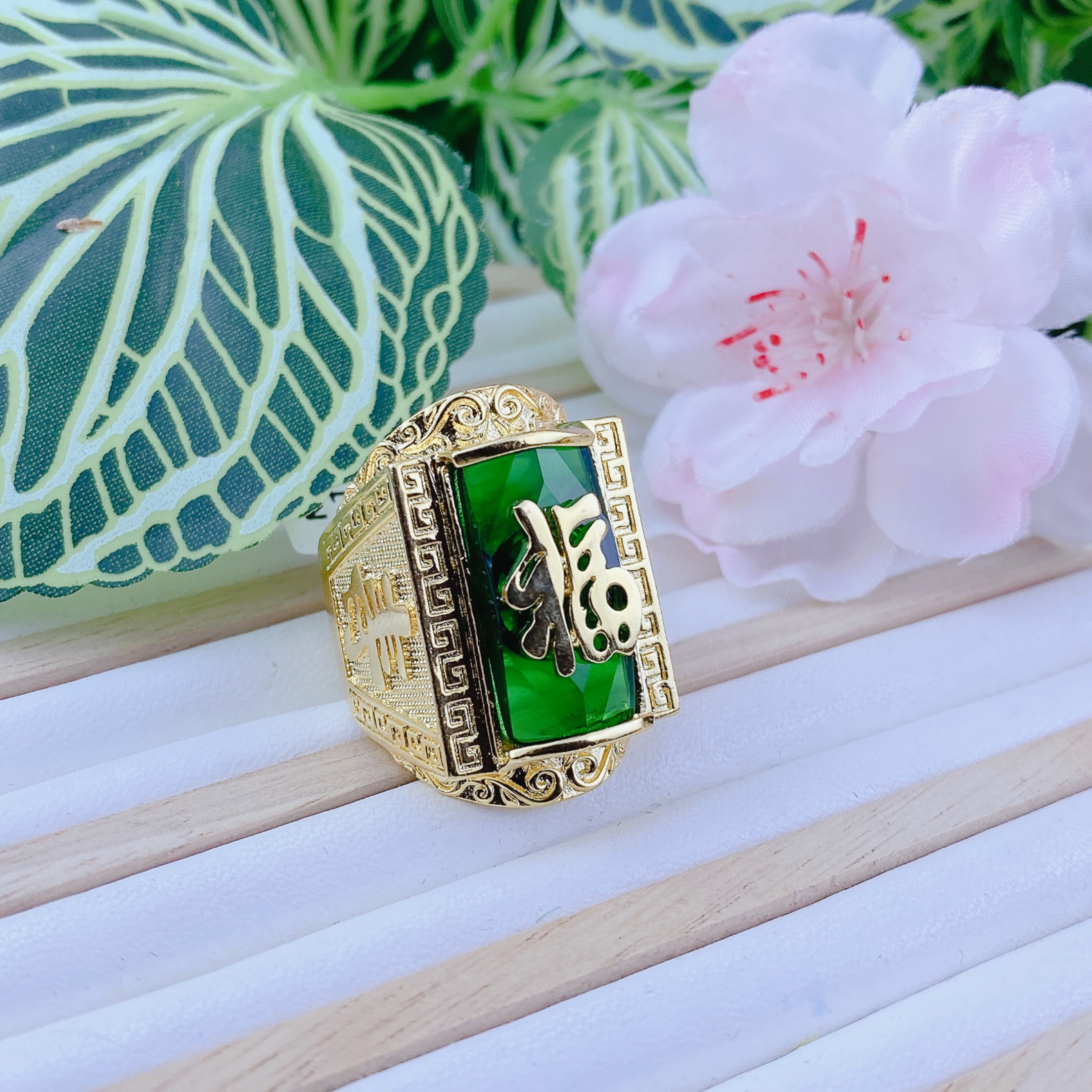 Nhẫn chữ phúc đá xanh 2 Nhẫn Chữ Phúc đá Xanh (5)
