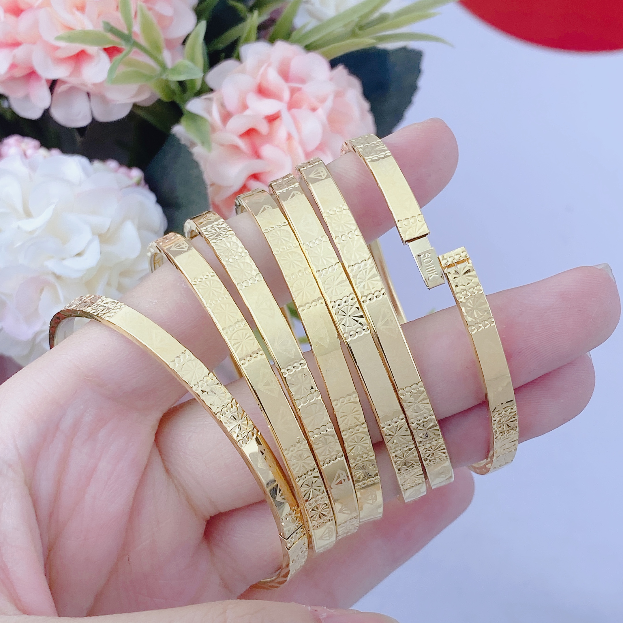 Vòng tay nữ ximen vuông 3,5 li họa tiết kim cương 4 Ximen VuÔng 3,5 Li HỌa TiẾt Kim CƯƠng (2)