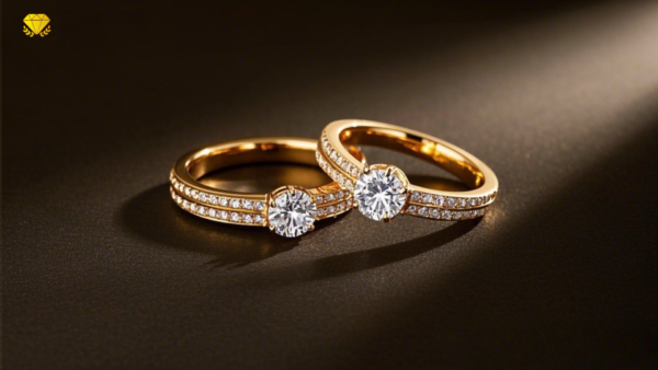 Cận cảnh nhẫn cưới thiết kế riêng mạ vàng